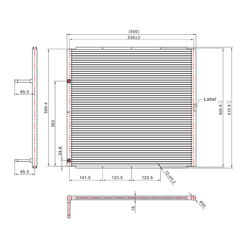 SC-1300 550*515.9mm Xe hơi/HVAC Microchannel Condenser Coil Bộ trao đổi nhiệt Micro Channel