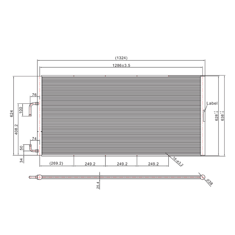 SC-1700 1324 * 638mm Ống trao đổi nhiệt vi kênh Điều hòa không khí ô tô Cuộn dây ngưng tụ